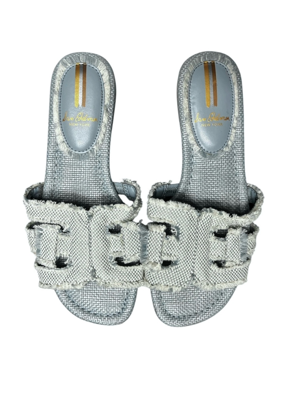 🌻Sam Edelman Bay Fray Slide Sanda Frayed Trim Flat Slip On Casual Size 6.5